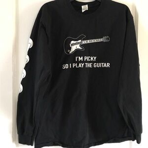 Black Long Sleeve Guitar Graphic Tee